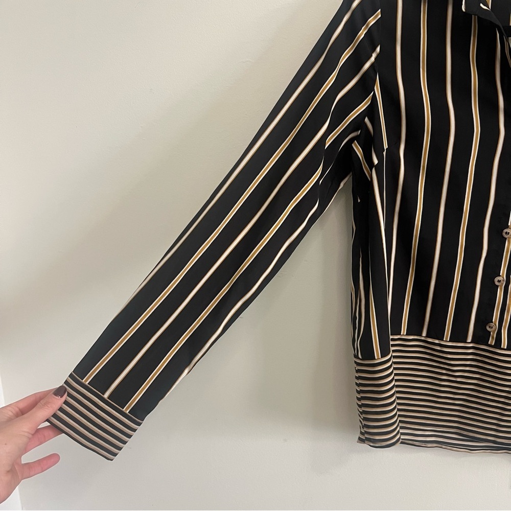 Women’s Striped Button-Down Work Top Office Business Careerwear Career Spring - Picture 2 of 7